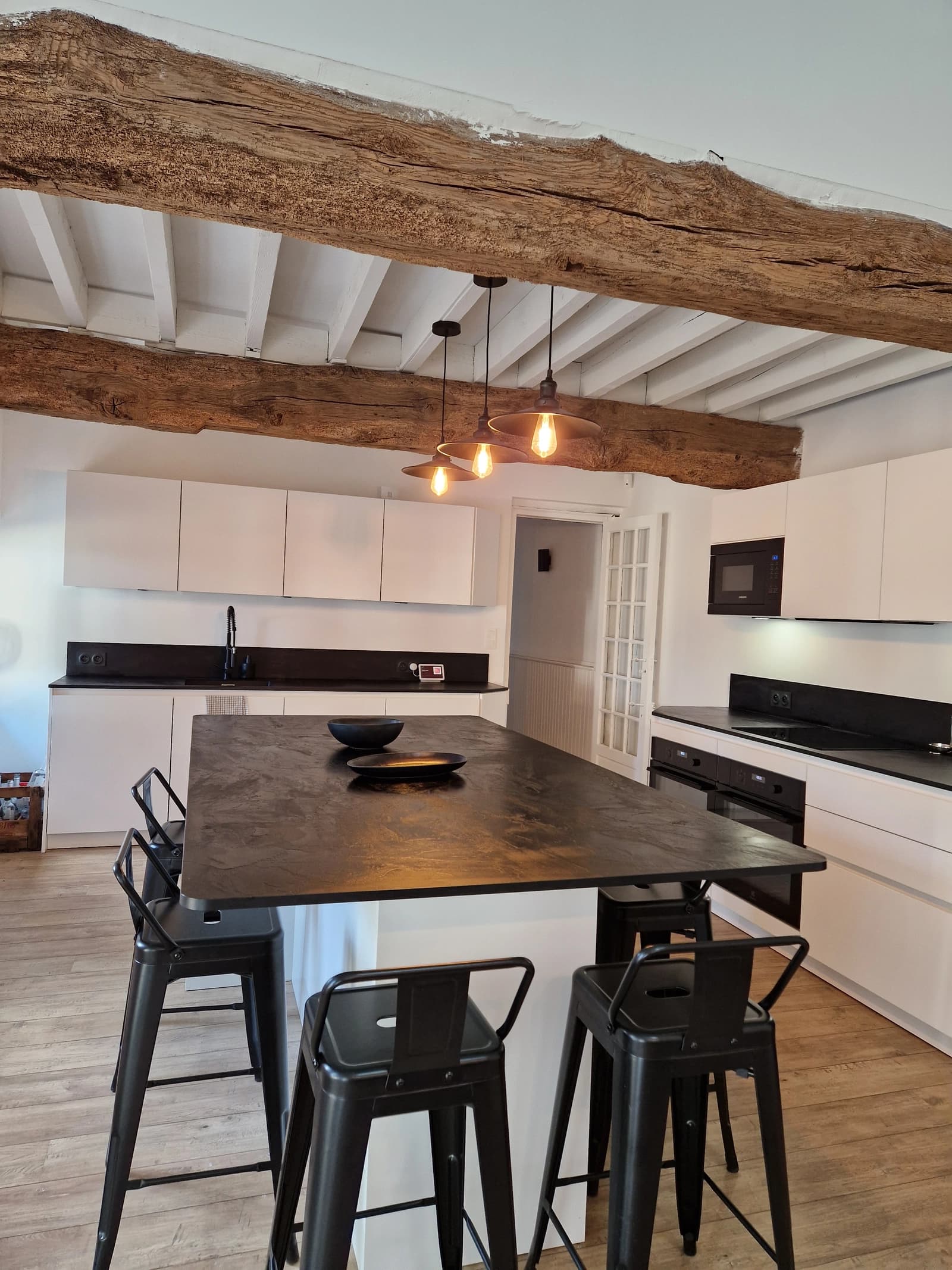 Kitchen in Typical renovated Normandy farmhouse with swimming pool - 1