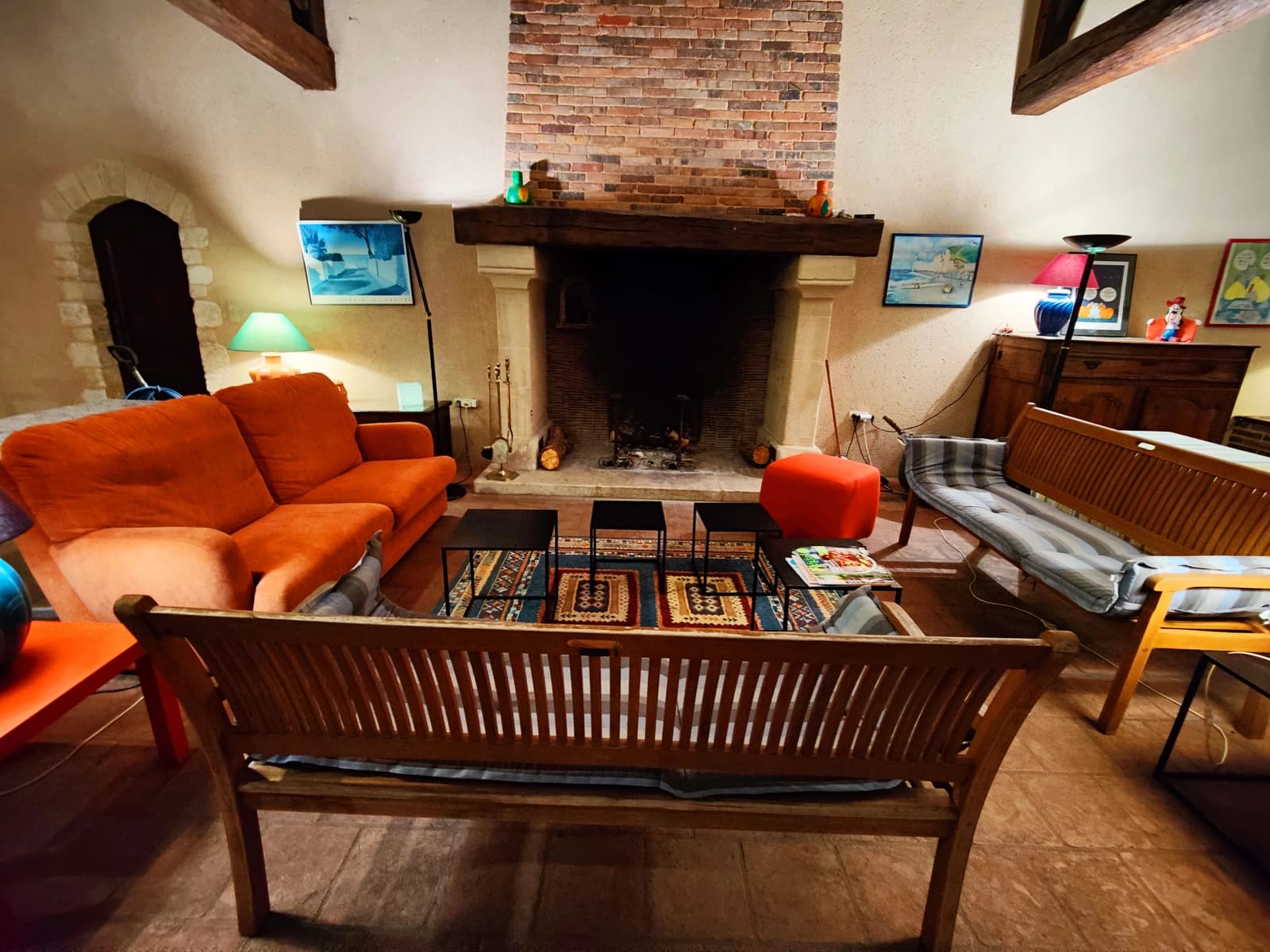 Living room in Castle with heated indoor pool - 1