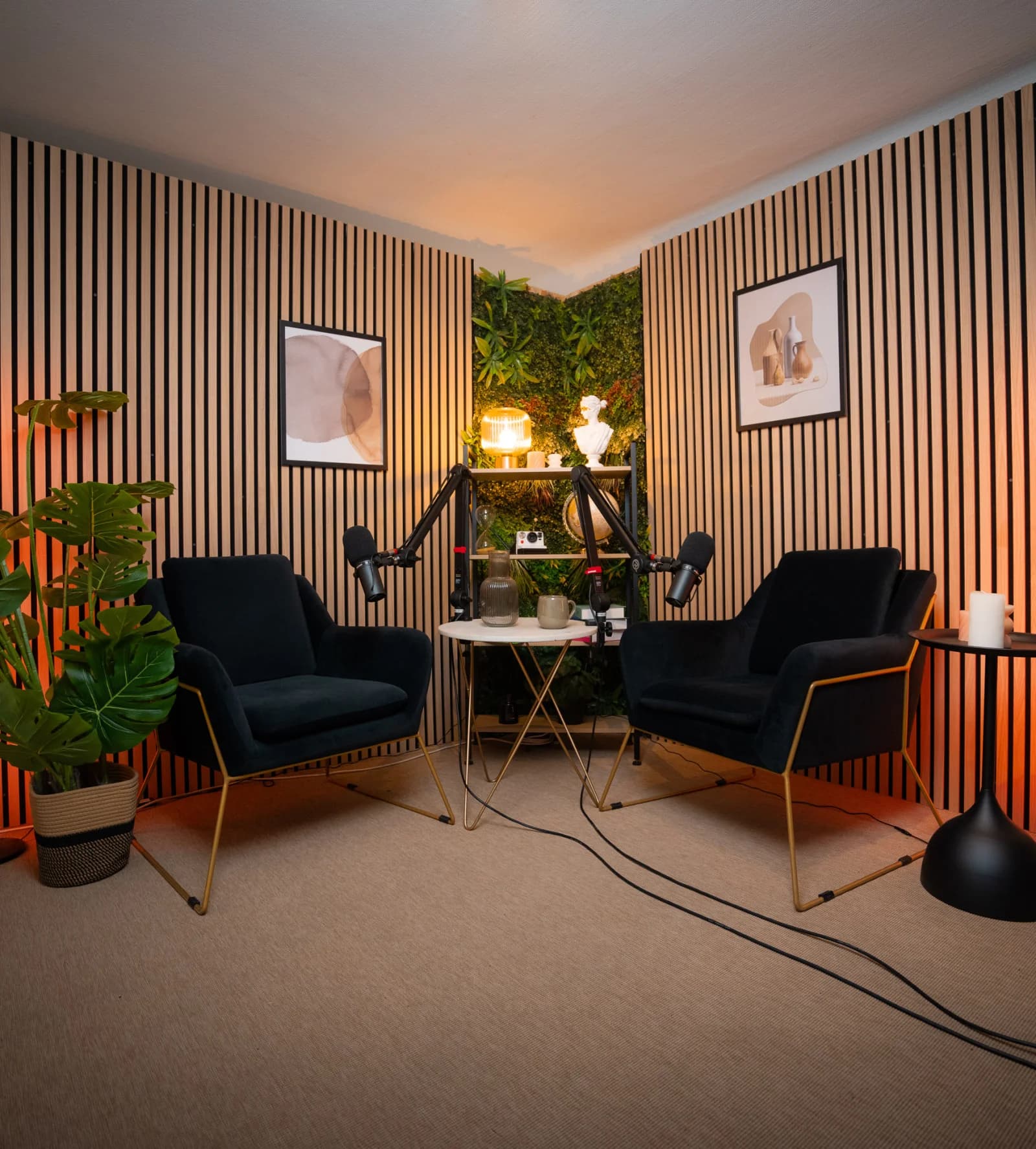 Studio de podcast équipé