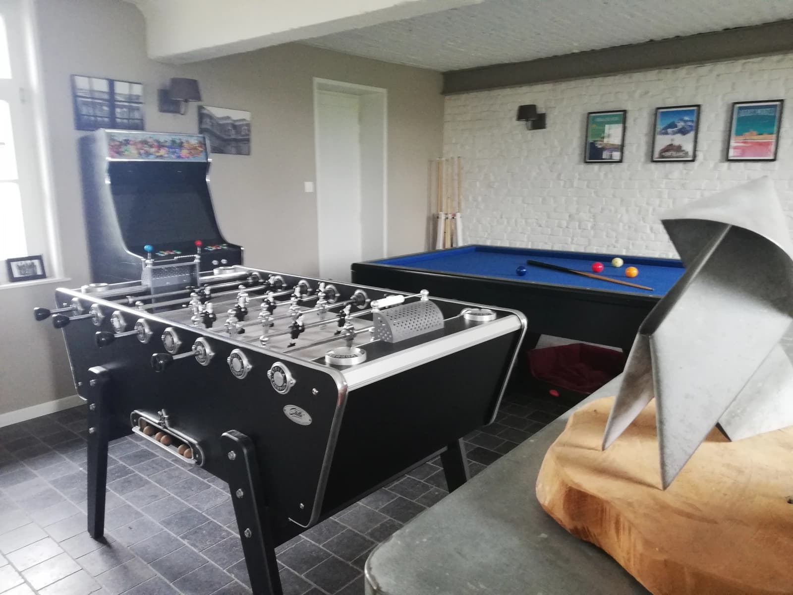 Kitchen in Large farmhouse with table soccer and billiards area - 1