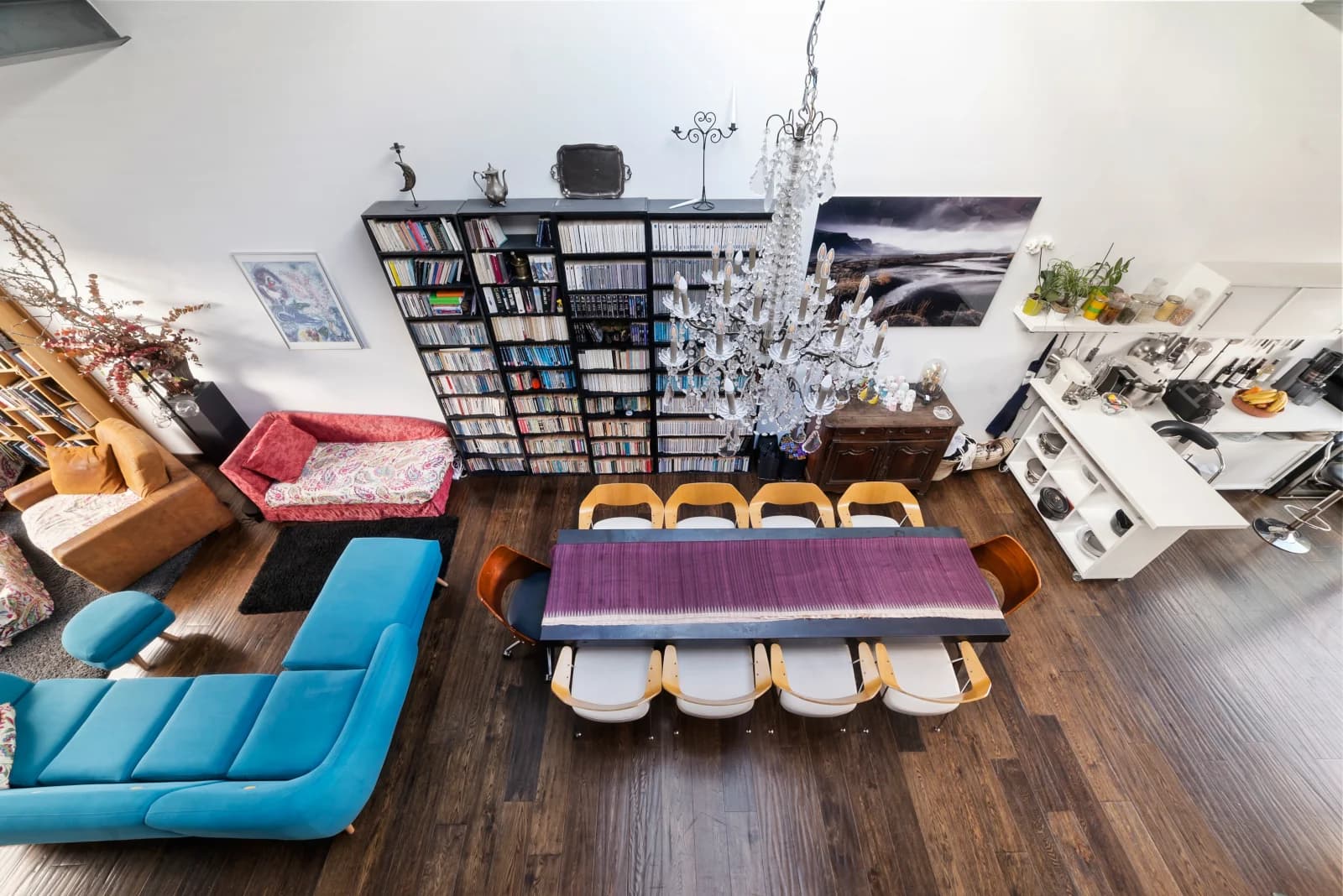 Salon dans Loft sous verrière avec terrasse ensoleillée à Belleville - 1