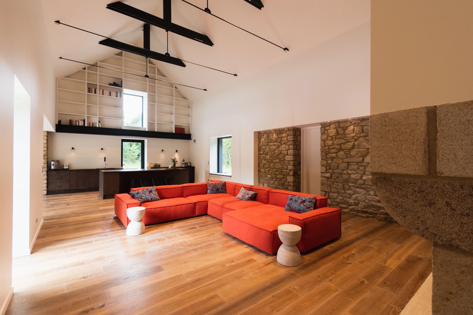 Designer house with exposed stonework