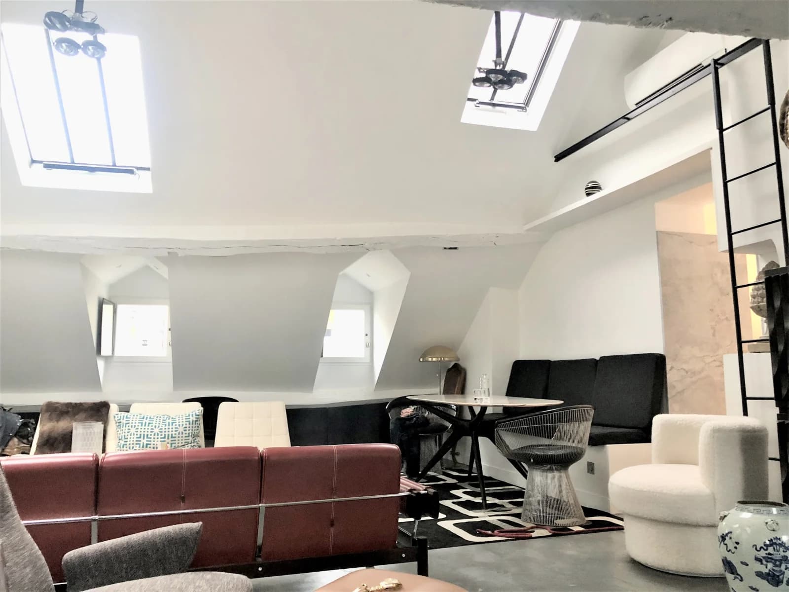 Salon dans Un nid douillet et paisible sous les toits parisiens - 1
