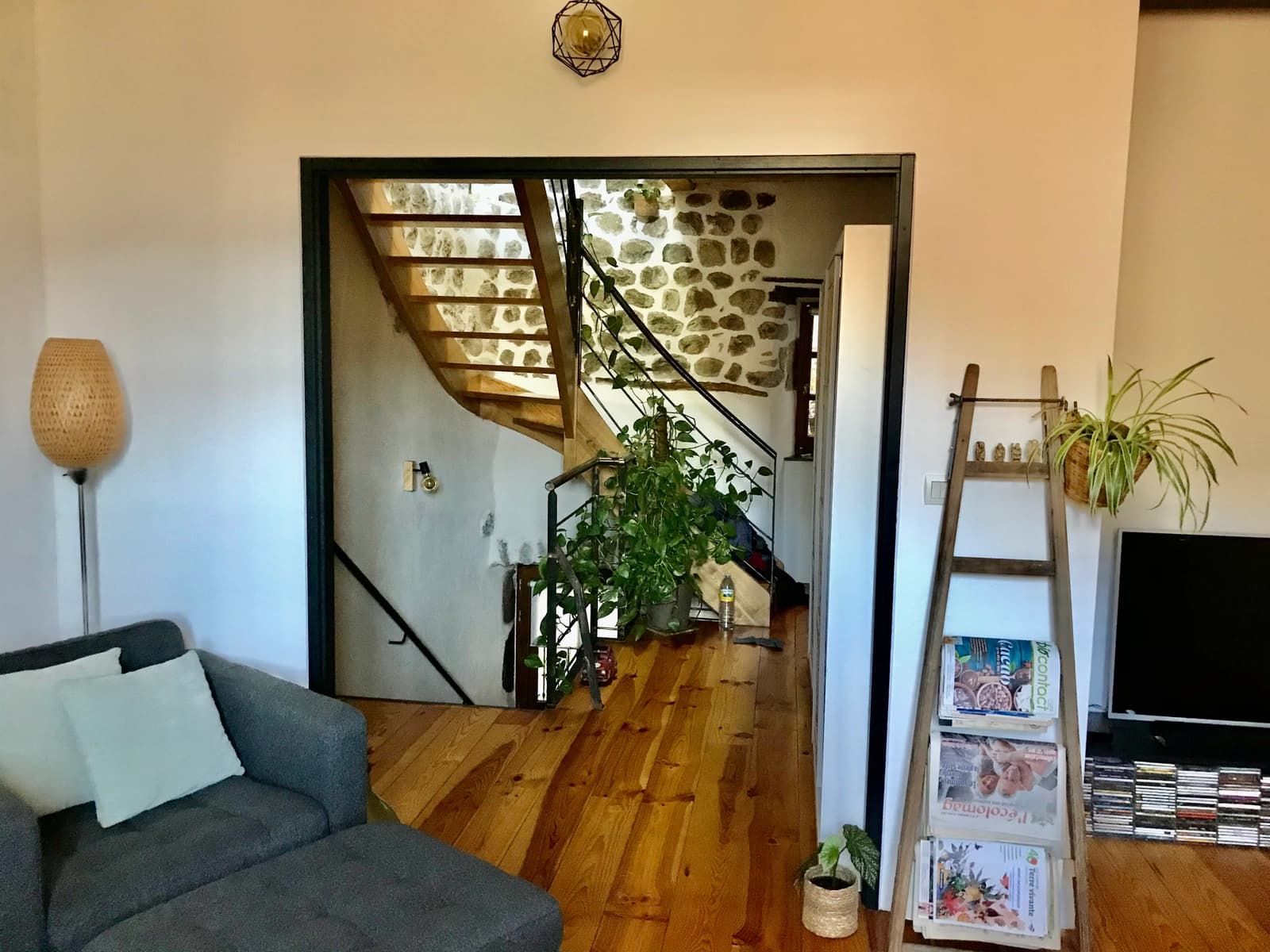 Living room in Charming Ardèchoise village house in Jaujac - 1