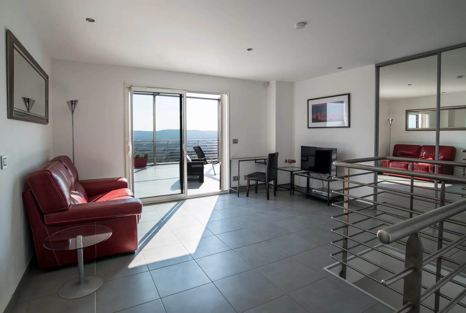 Living room in Modern villa with breathtaking pool - 1