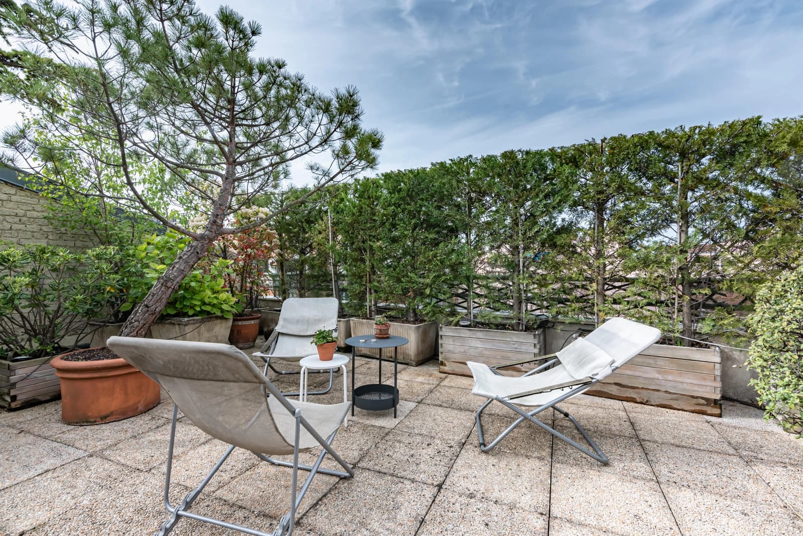 Space 80m² terrace with trees on one level - 4