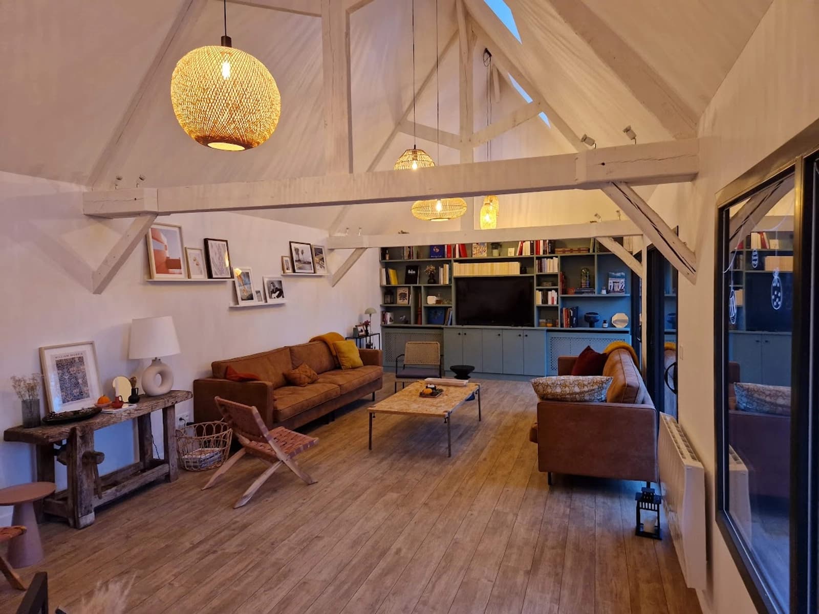 Living room in Typical renovated Normandy farmhouse with swimming pool - 0