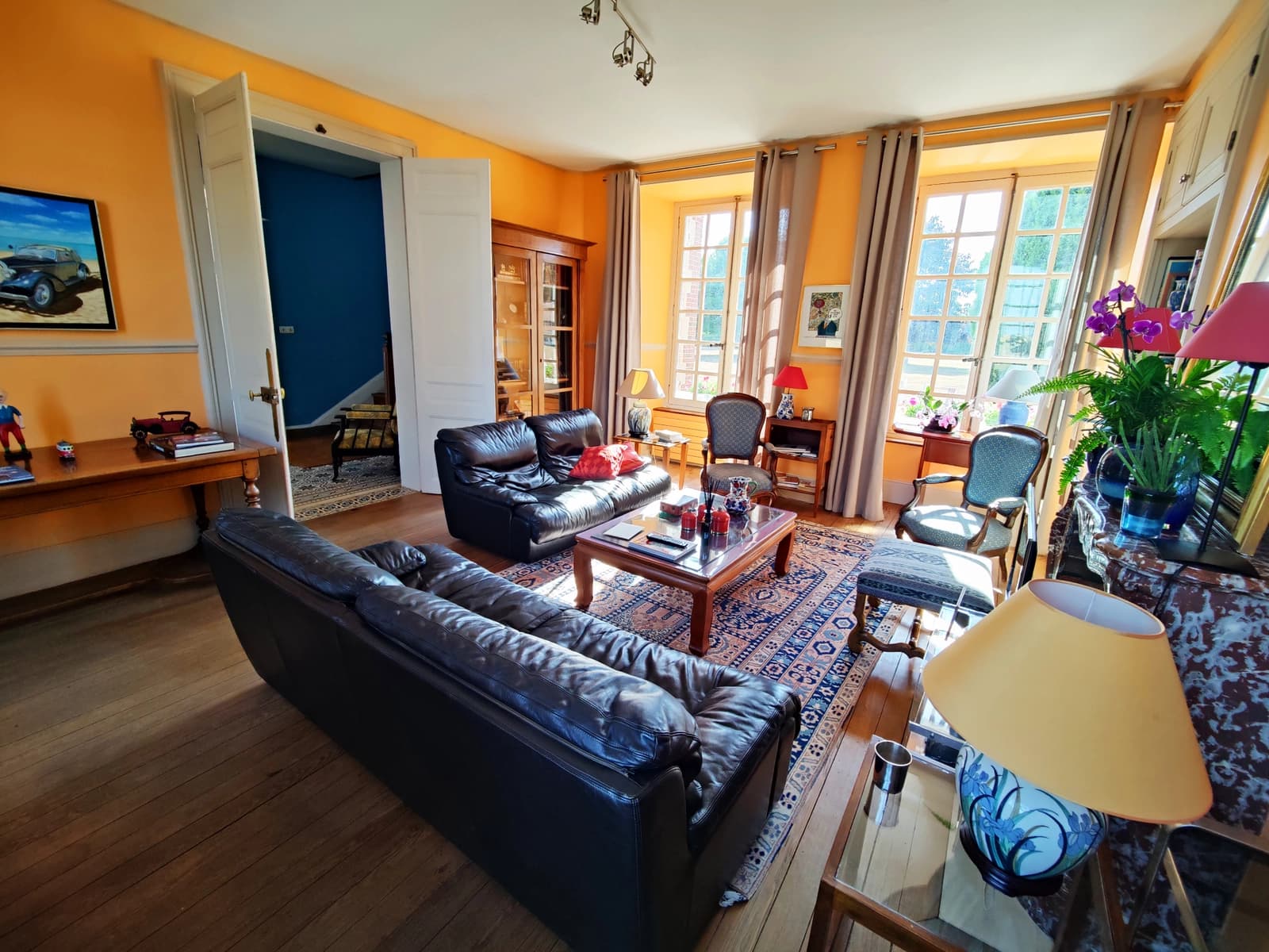 Living room in Castle with heated indoor pool - 1