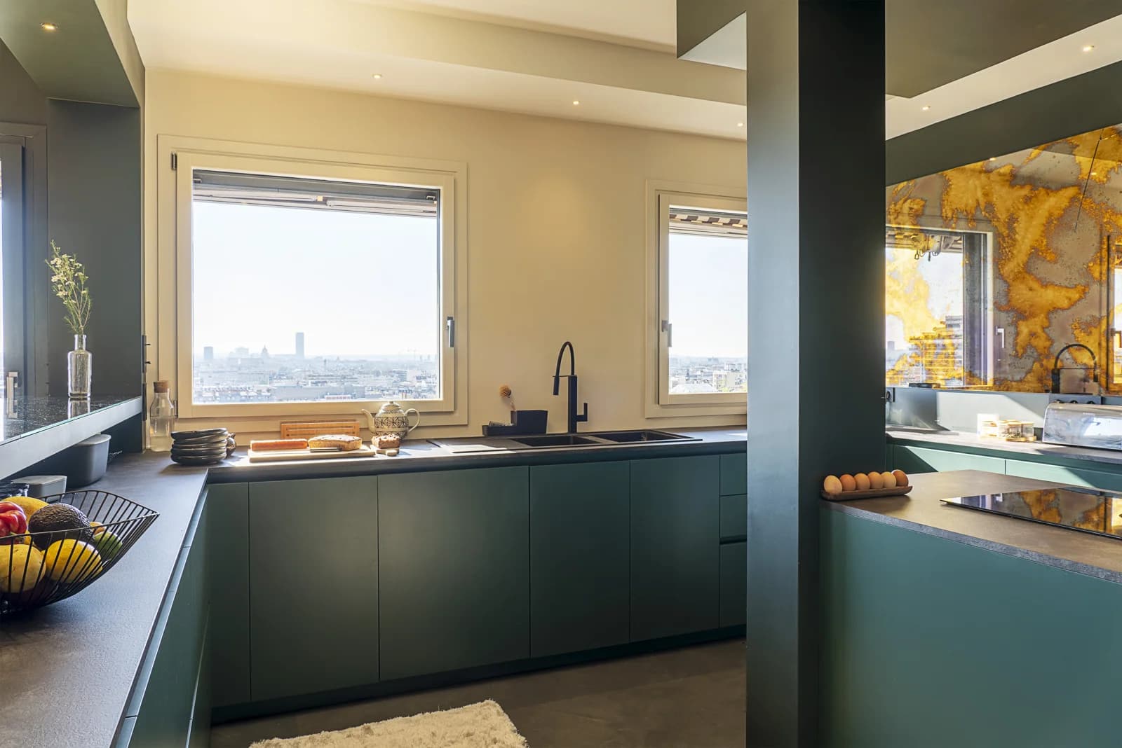 Kitchen in Chic 70's apartment overlooking Paris - 1
