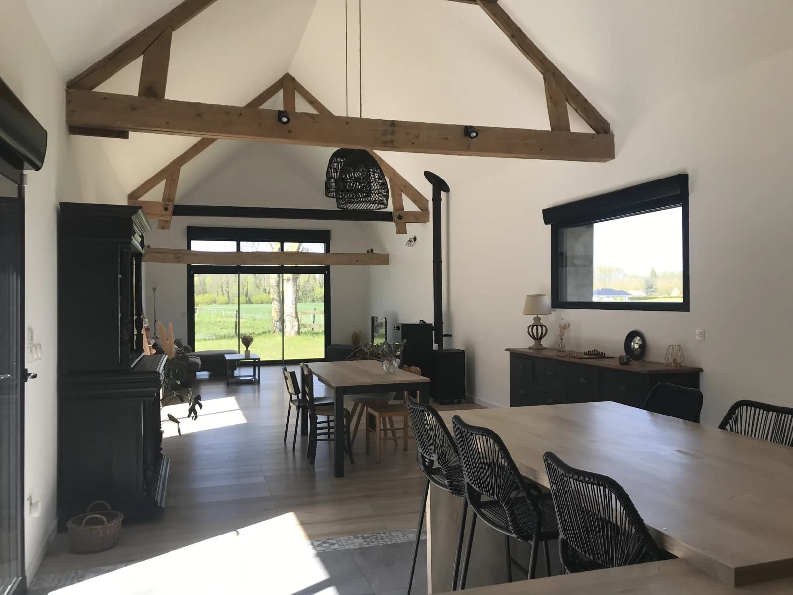 Renovated square farmhouse, view of garden & pasture