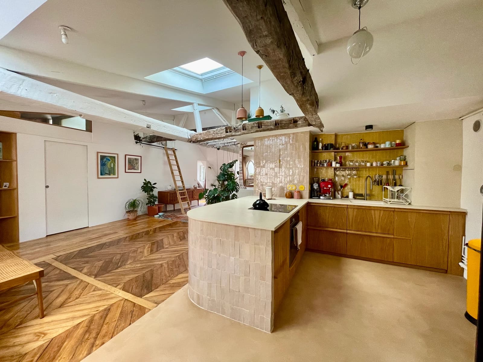 Espace Loft bohème lumineux sous les toits – séjour de 60m², poutres, tomettes, velux – Canal Saint-Martin - 1