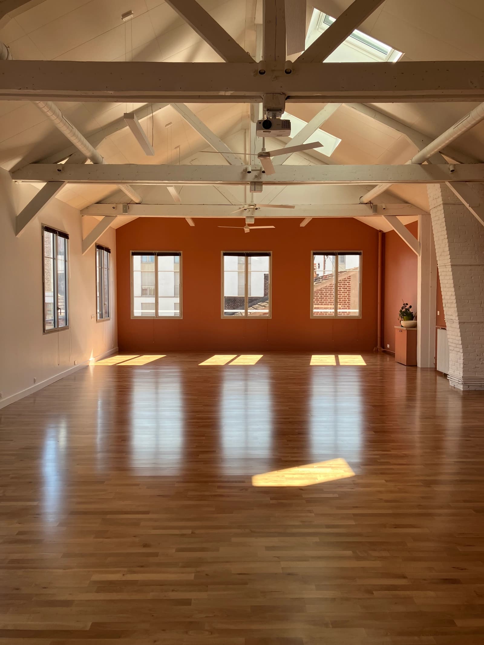 Espace Loft industriel lumineux, parquet et charpente blanche - 0