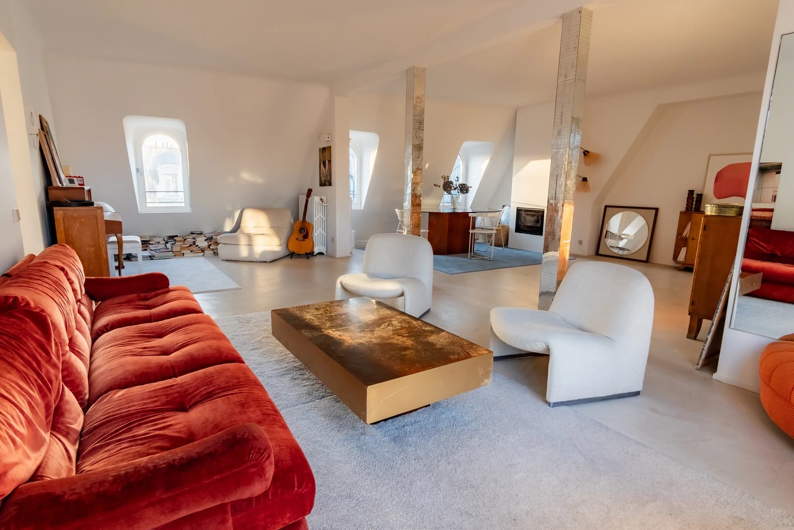 Cocina acristalada con vistas a los tejados de París + Terraza